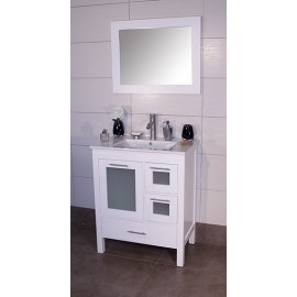 Positano 36" White, Ceramic Top w/Integrated Ceramic Sink, Glass Doors